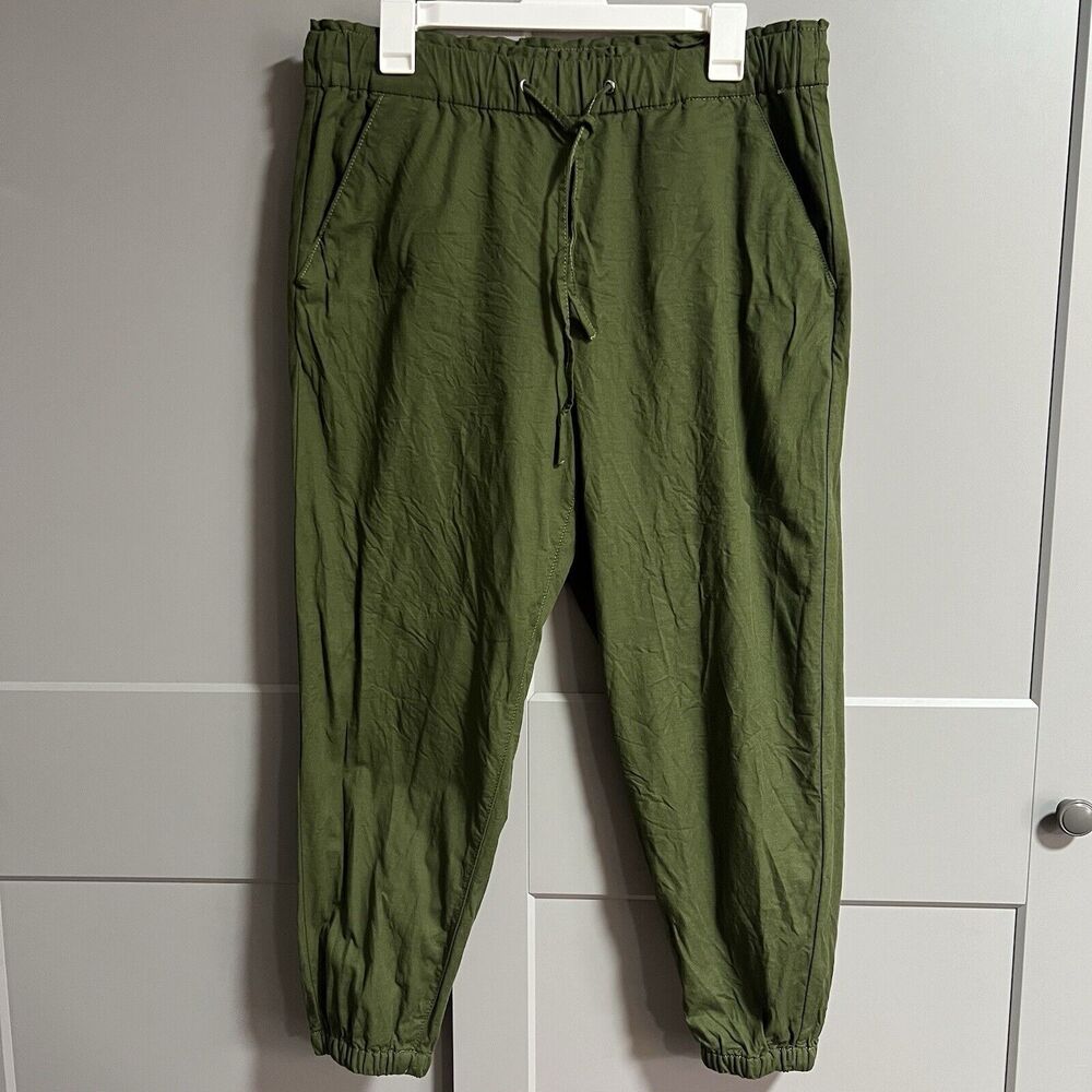 Levi's Women Off Duty Ankle Joggers Elastic Waist Tapered Leg Pants Green Large